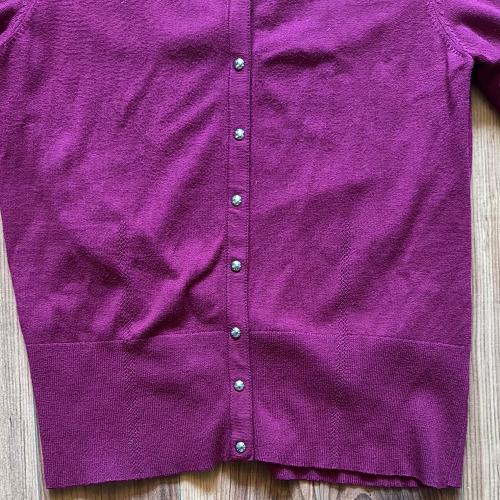White House Black Market Burgundy Knit Cardigan Sweater - Picture 3 of 7